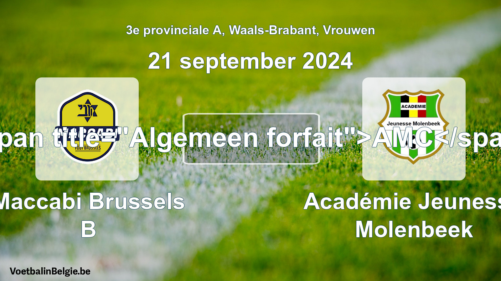 Allgemeines Forfait: Maccabi Brussels B - Académie Jeunesse Molenbeek (21 September 2024)