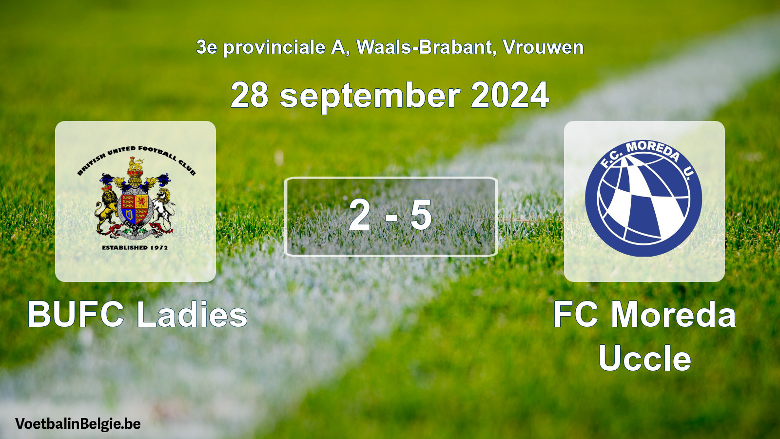 Gespeelde wedstrijd vrouwenvoetbal: BUFC Ladies - FC Moreda Uccle 2 - 5 (28 september 2024)