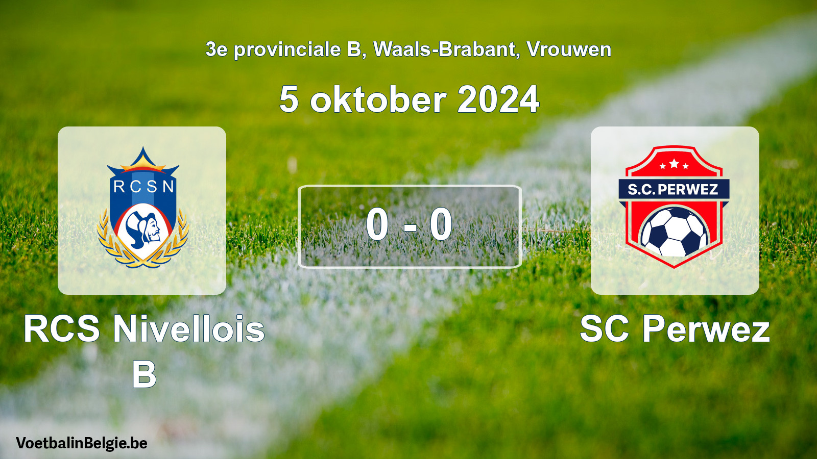 Gespeelde wedstrijd vrouwenvoetbal: RCS Nivellois B - SC Perwez 0 - 0 (5 oktober 2024)