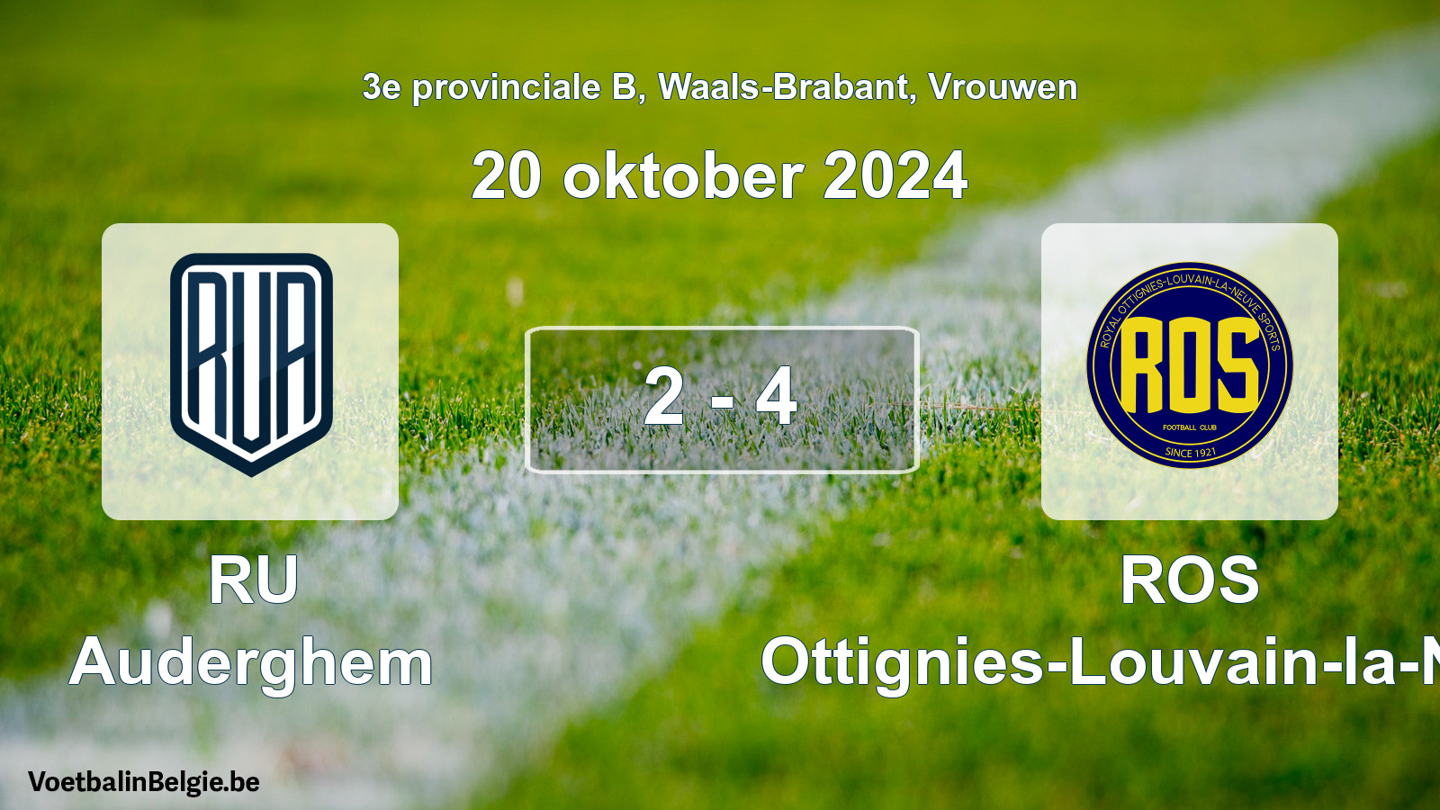 Gespeelde wedstrijd vrouwenvoetbal: RU Auderghem - ROS Ottignies-Louvain-la-Neuve 2 - 4 (20 oktober 2024)