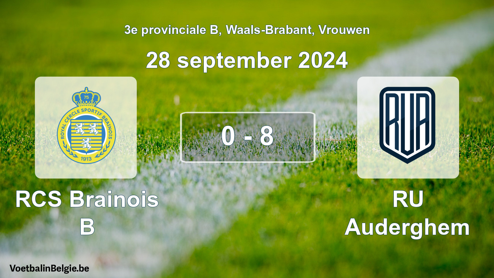Gespeelde wedstrijd vrouwenvoetbal: RCS Brainois B - RU Auderghem 0 - 8 (28 september 2024)