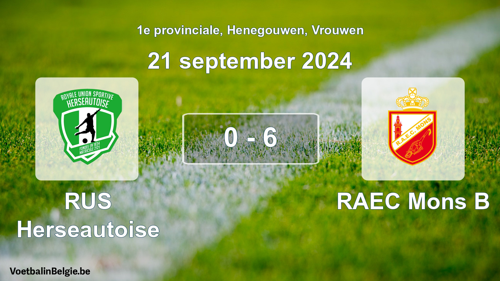 Gespeelde wedstrijd vrouwenvoetbal: RUS Herseautoise - RAEC Mons B 0 - 6 (21 september 2024)