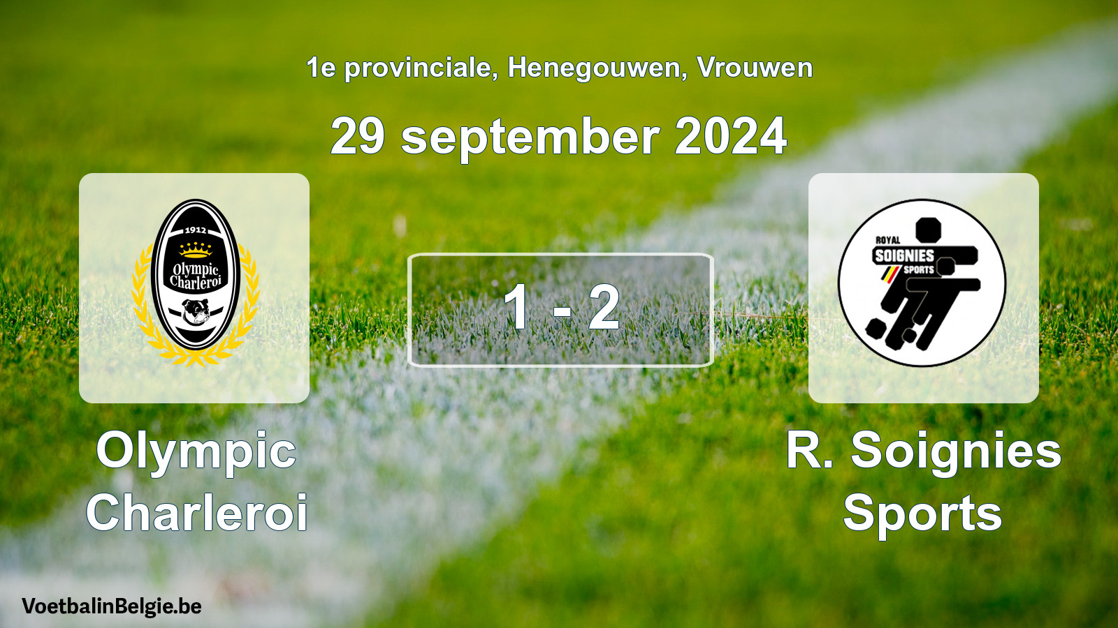 Gespeelde wedstrijd vrouwenvoetbal: Olympic Charleroi - R. Soignies Sports 1 - 2 (29 september 2024)