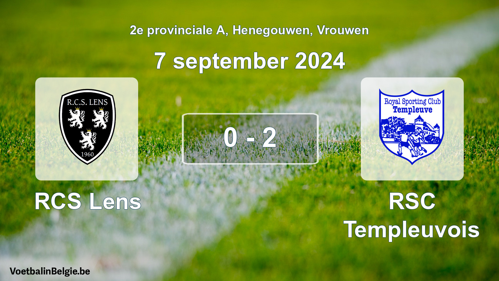 Gespeelde wedstrijd vrouwenvoetbal: RCS Lens - RSC Templeuvois 0 - 2 (7 september 2024)