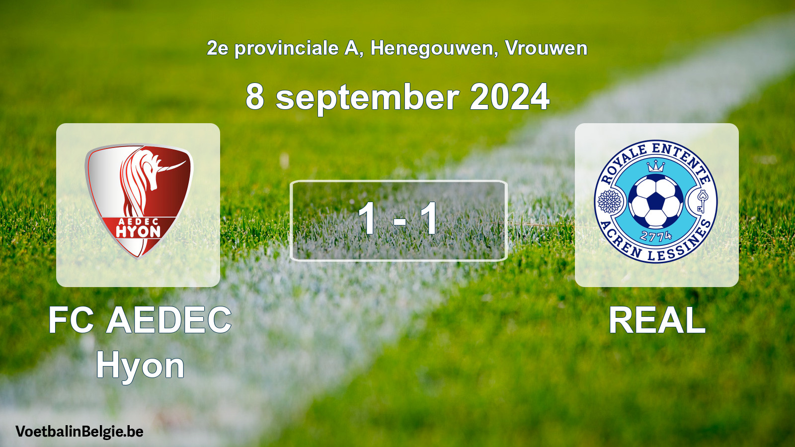 Played match women football: FC AEDEC Hyon - REAL 1 - 1 (8 September 2024)