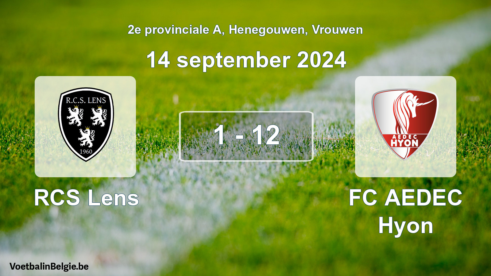 Gespeelde wedstrijd vrouwenvoetbal: RCS Lens - FC AEDEC Hyon 1 - 12 (14 september 2024)