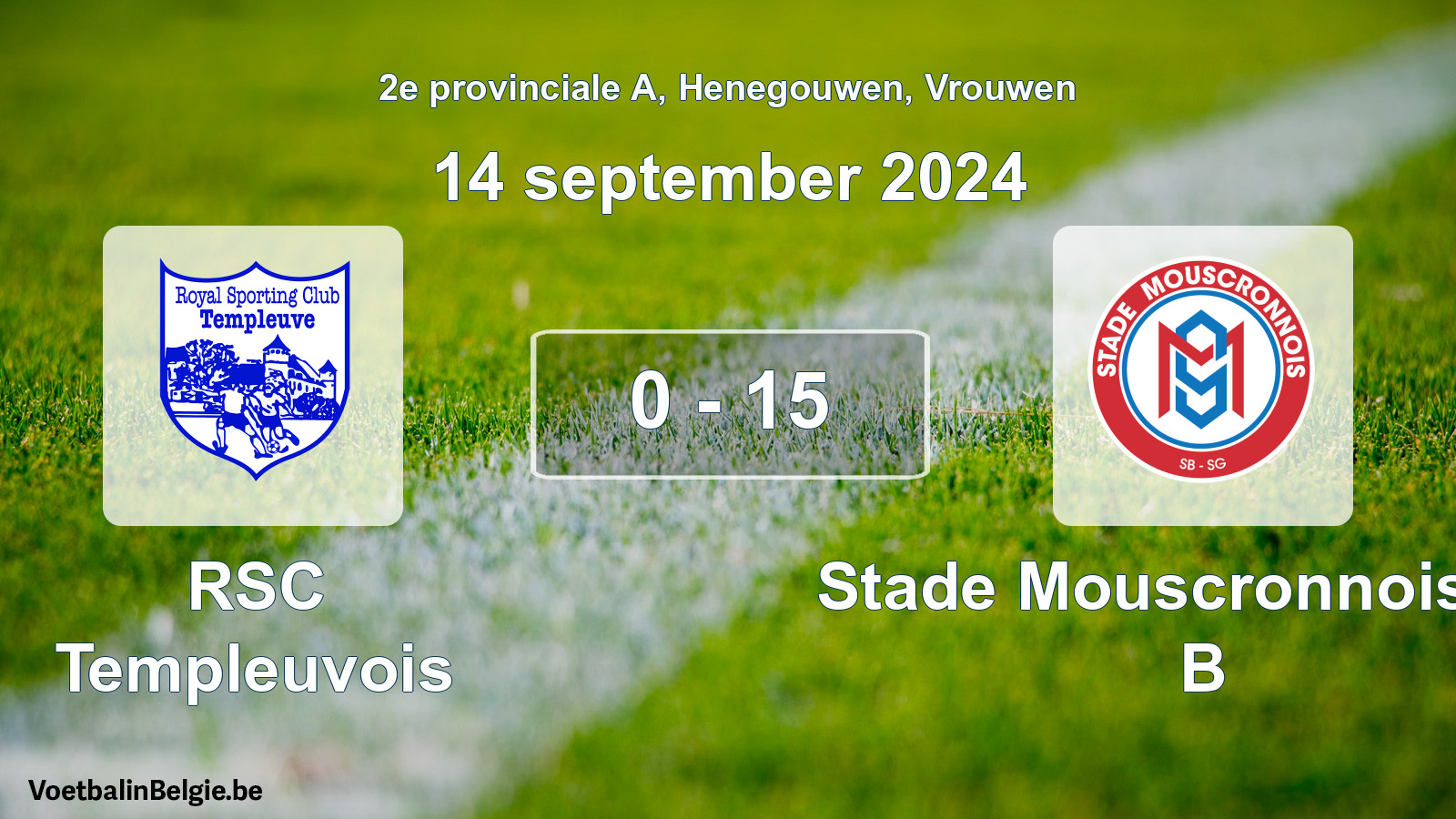 Played match women football: RSC Templeuvois - Stade Mouscronnois SG B 0 - 15 (14 September 2024)