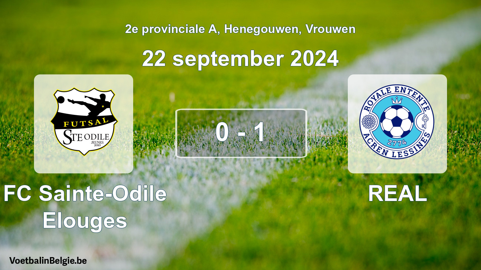 Gespeelde wedstrijd vrouwenvoetbal: FC Sainte-Odile Elouges - REAL 0 - 1 (22 september 2024)