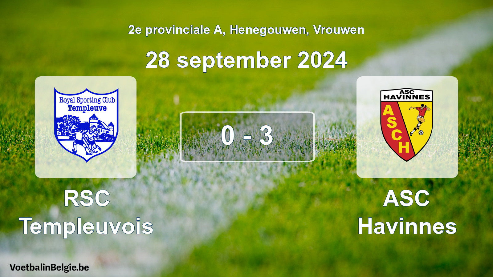 Gespeelde wedstrijd vrouwenvoetbal: RSC Templeuvois - ASC Havinnes 0 - 3 (28 september 2024)