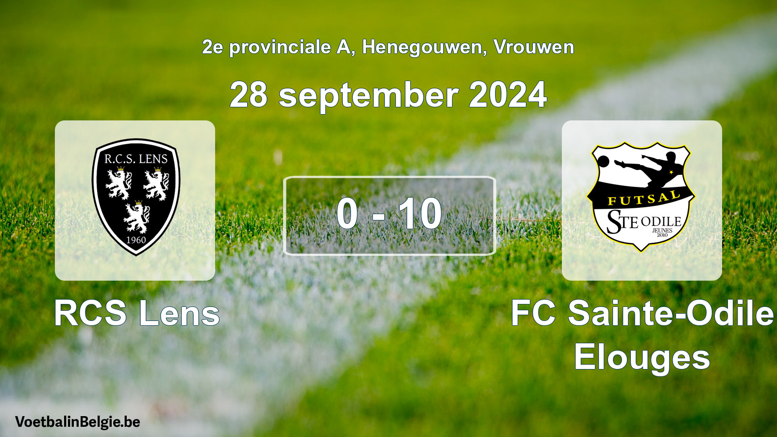 Gespeelde wedstrijd vrouwenvoetbal: RCS Lens - FC Sainte-Odile Elouges 0 - 10 (28 september 2024)
