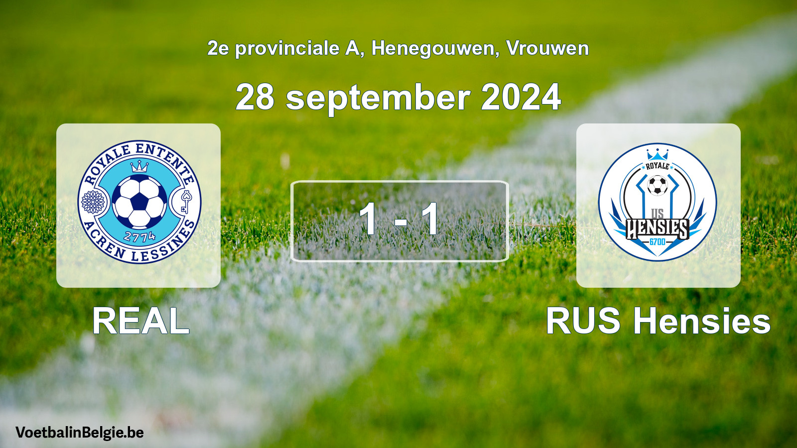 Gespeelde wedstrijd vrouwenvoetbal: REAL - RUS Hensies 1 - 1 (28 september 2024)