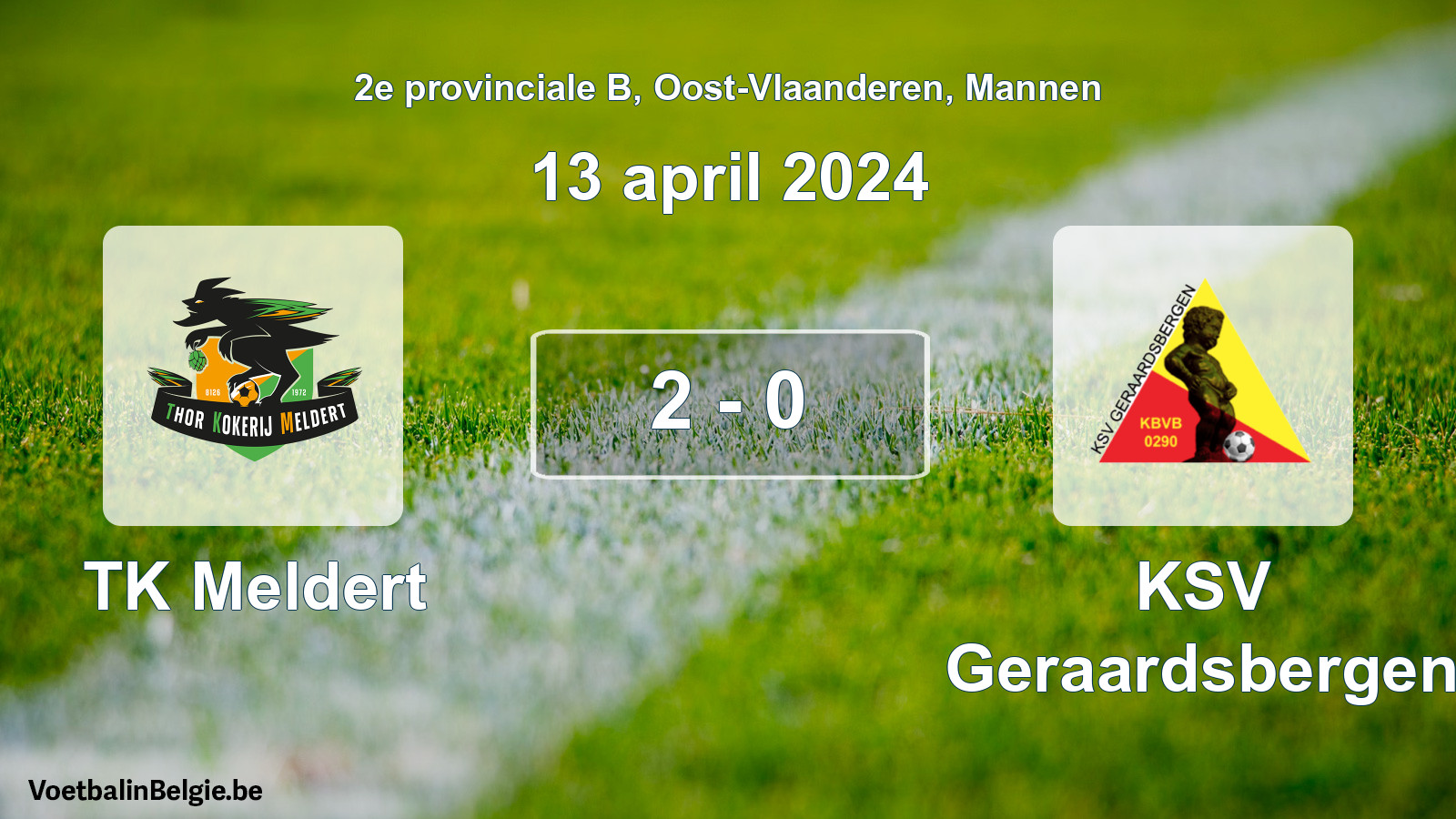 Gespeelde wedstrijd mannenvoetbal: TK Meldert - KSV Geraardsbergen 2 - 0 (13 april 2024)