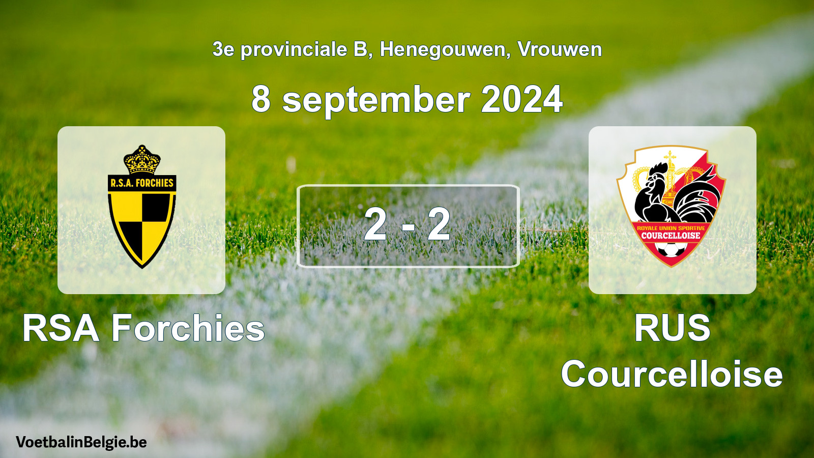 Gespeelde wedstrijd vrouwenvoetbal: RSA Forchies - RUS Courcelloise 2 - 2 (8 september 2024)