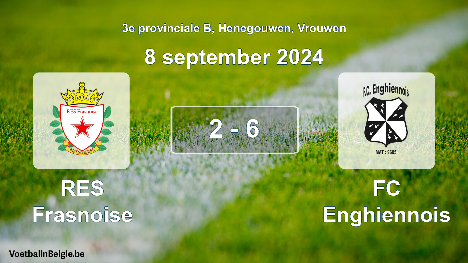Match joué football femmes: RES Frasnoise - FC Enghiennois 2 - 6 (8 septembre 2024)
