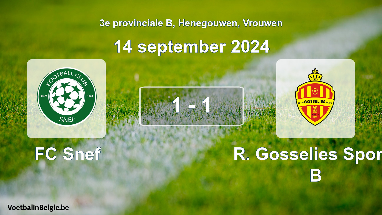 Gespeelde wedstrijd vrouwenvoetbal: FC Snef - R. Gosselies Sports B 1 - 1 (14 september 2024)