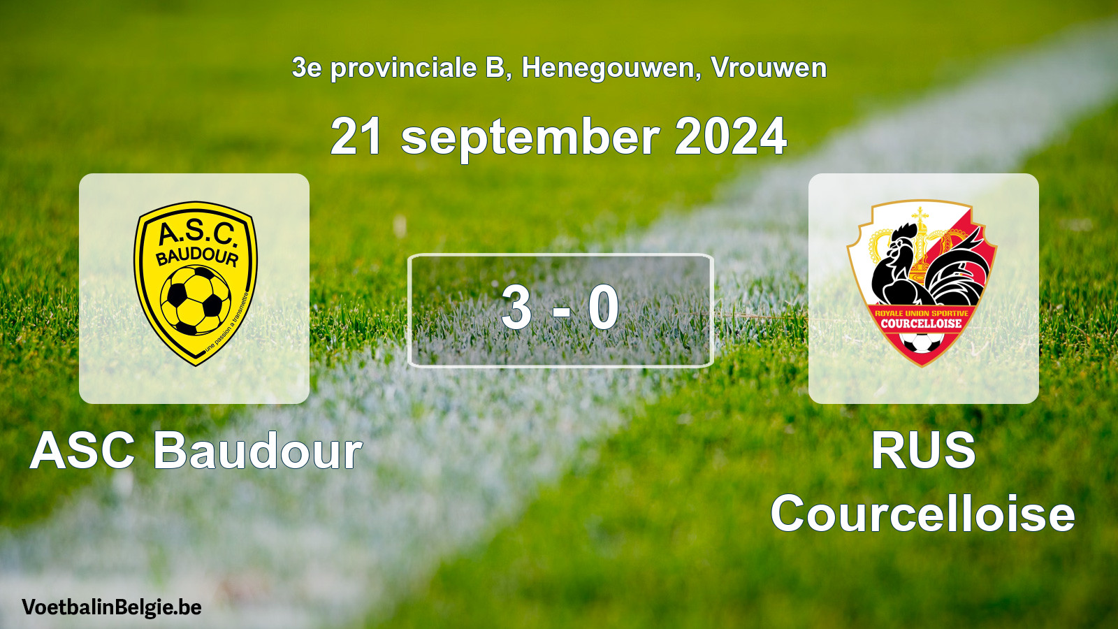Gespeelde wedstrijd vrouwenvoetbal: ASC Baudour - RUS Courcelloise 3 - 0 (21 september 2024)