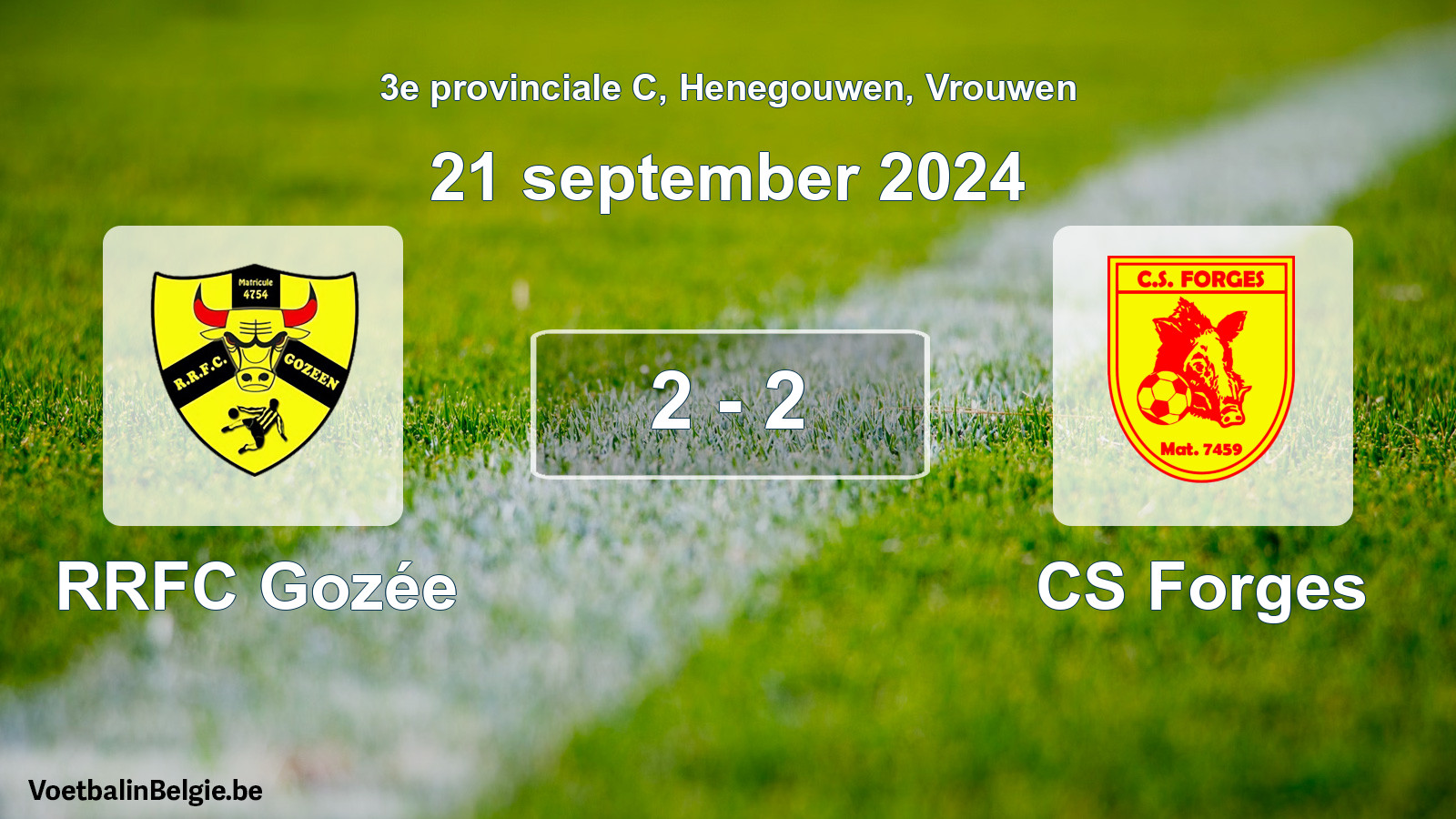 Gespeelde wedstrijd vrouwenvoetbal: RRFC Gozée - CS Forges 2 - 2 (21 september 2024)