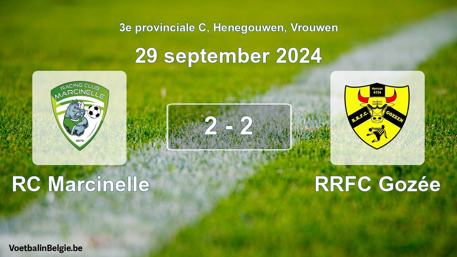 Gespeelde wedstrijd vrouwenvoetbal: RC Marcinelle - RRFC Gozée 2 - 2 (29 september 2024)