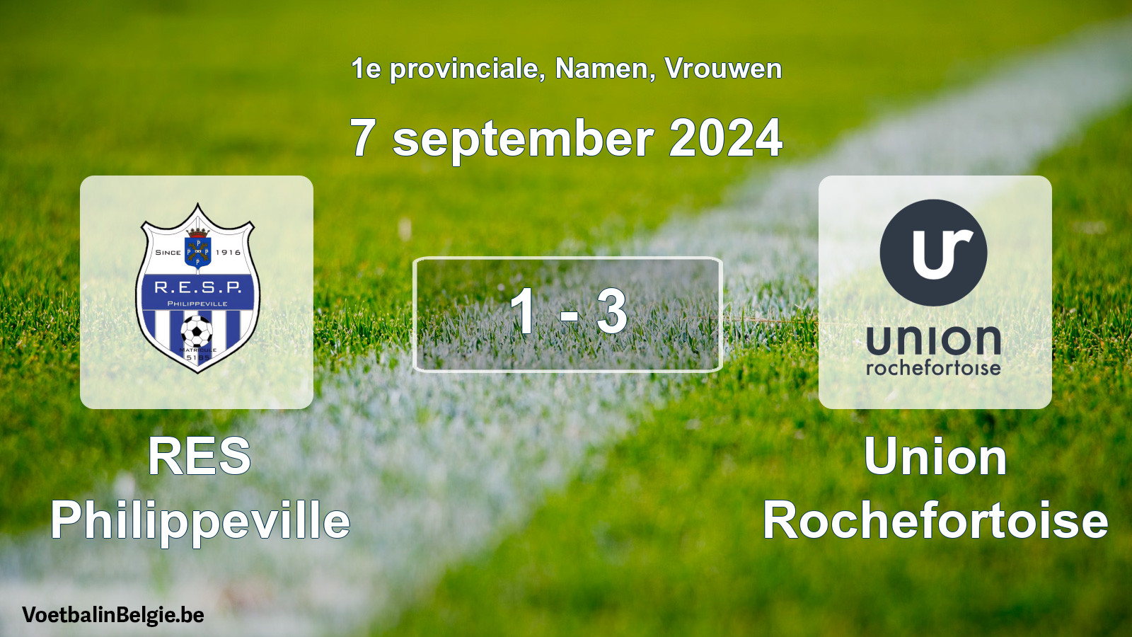Gespeelde wedstrijd vrouwenvoetbal: RES Philippeville - Union Rochefortoise 1 - 3 (7 september 2024)