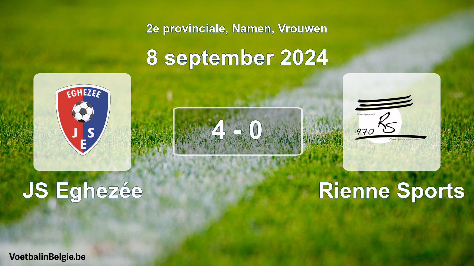 Gespeelde wedstrijd vrouwenvoetbal: JS Eghezée - Rienne Sports 4 - 0 (8 september 2024)