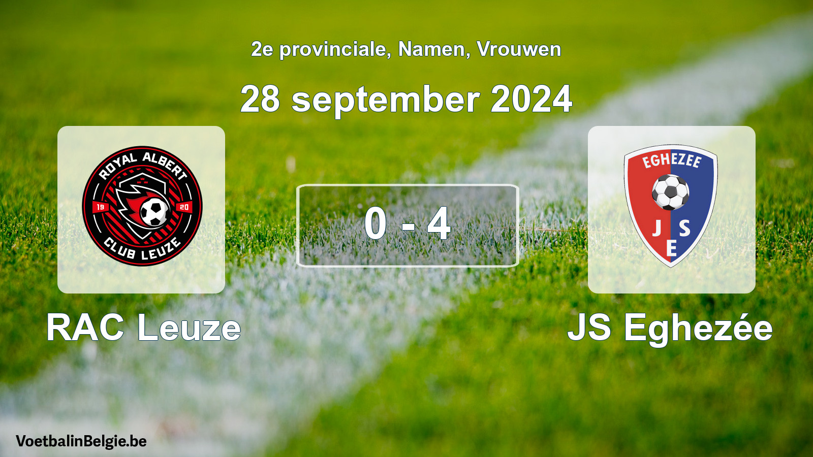 Gespeelde wedstrijd vrouwenvoetbal: RAC Leuze - JS Eghezée 0 - 4 (28 september 2024)