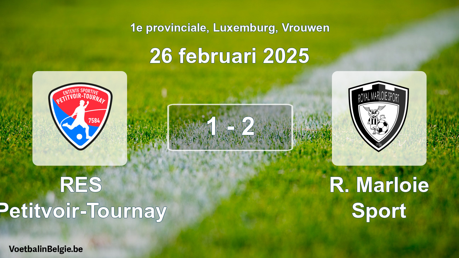 Gespeelde wedstrijd vrouwenvoetbal: RES Petitvoir-Tournay - R. Marloie Sport 1 - 2 (26 februari 2025)