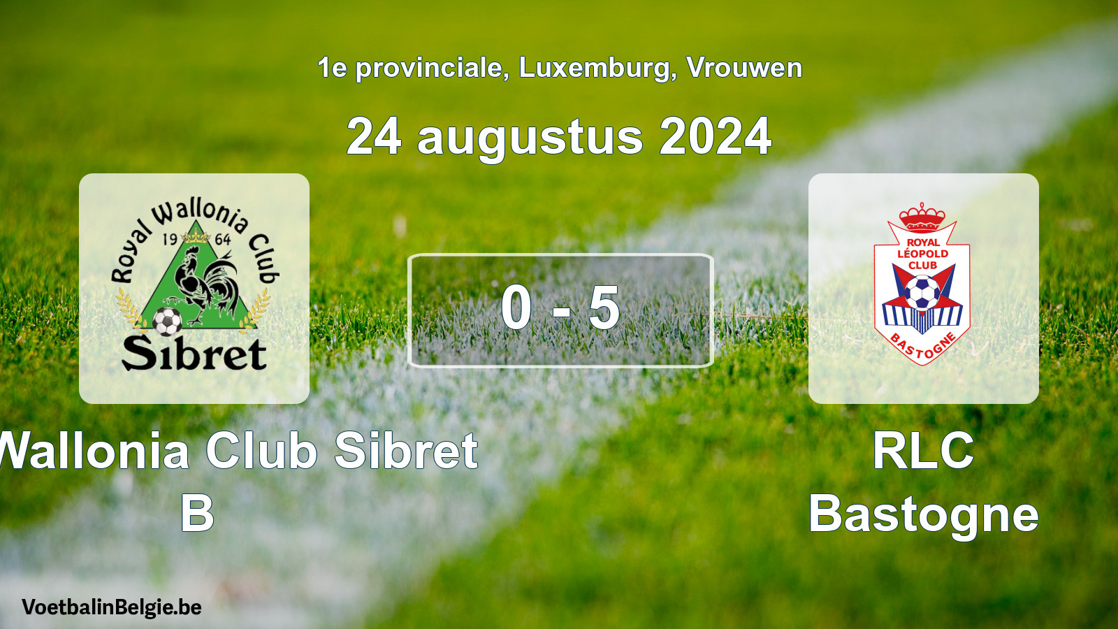 Gespeelde wedstrijd vrouwenvoetbal: R. Wallonia Club Sibret B - RLC Bastogne 0 - 5 (24 augustus 2024)