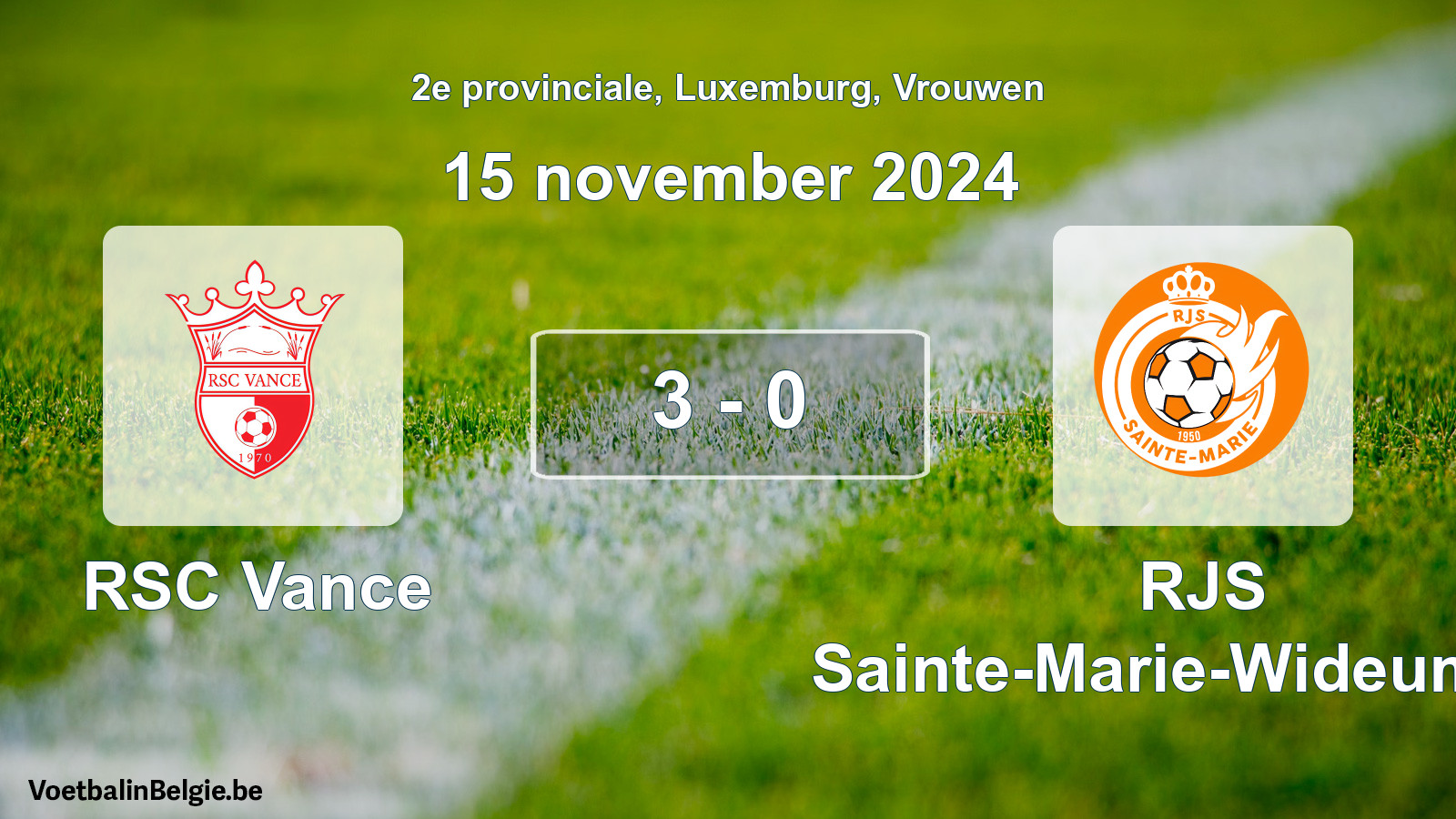 Gespeelde wedstrijd vrouwenvoetbal: RSC Vance - RJS Sainte-Marie-Wideumont 3 - 0 (15 november 2024)