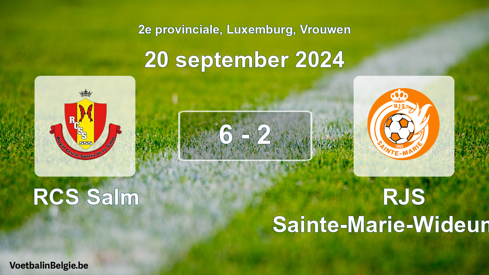 Gespeelde wedstrijd vrouwenvoetbal: RCS Salm - RJS Sainte-Marie-Wideumont 6 - 2 (20 september 2024)
