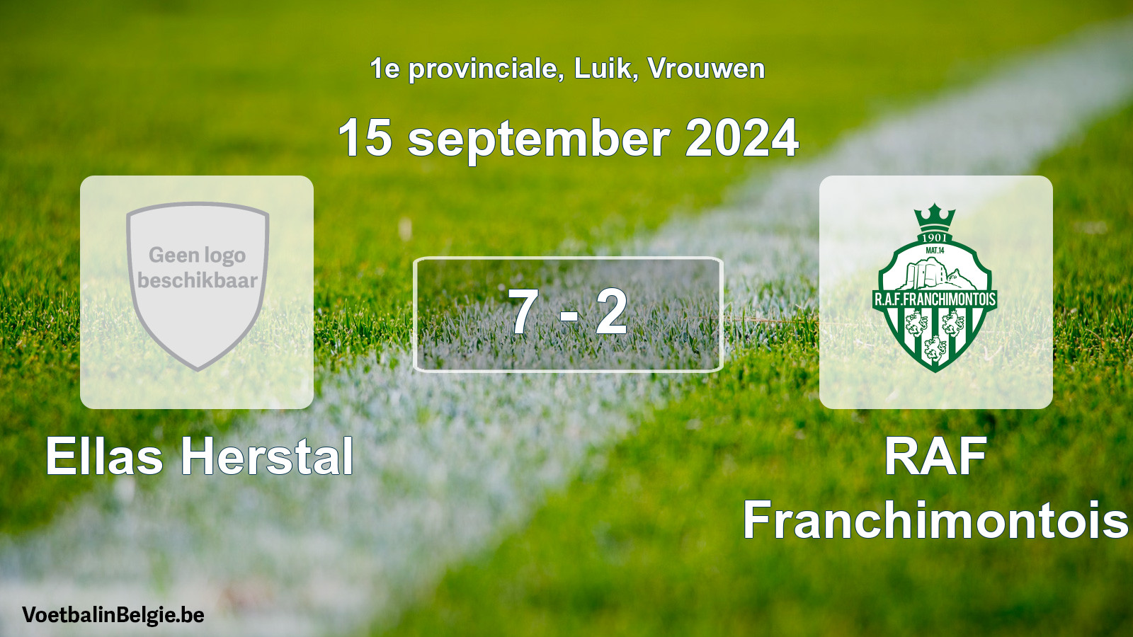 Gespeelde wedstrijd vrouwenvoetbal: Ellas Herstal - RAF Franchimontois 7 - 2 (15 september 2024)
