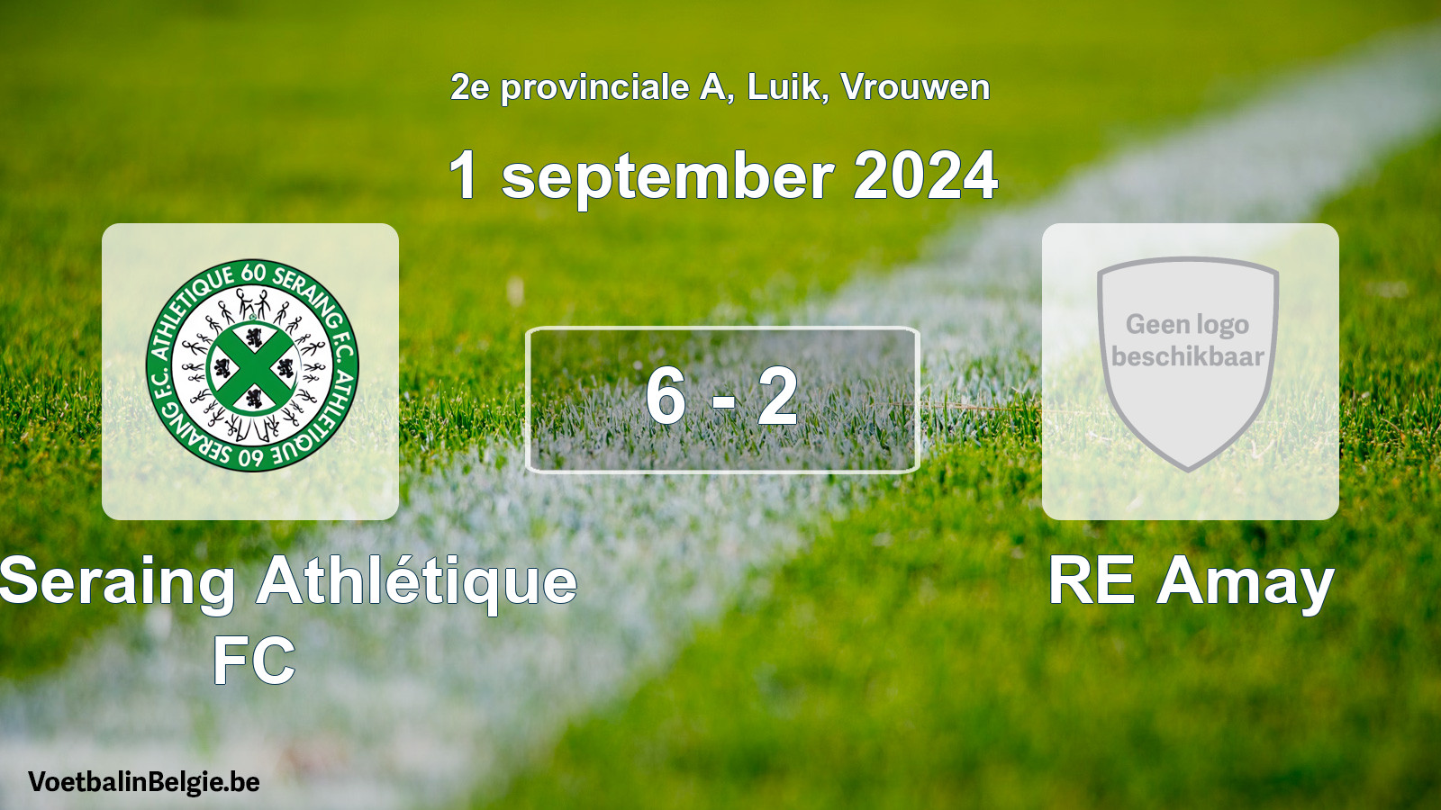Gespeelde wedstrijd vrouwenvoetbal: R Seraing Athlétique FC - RE Amay 6 - 2 (1 september 2024)