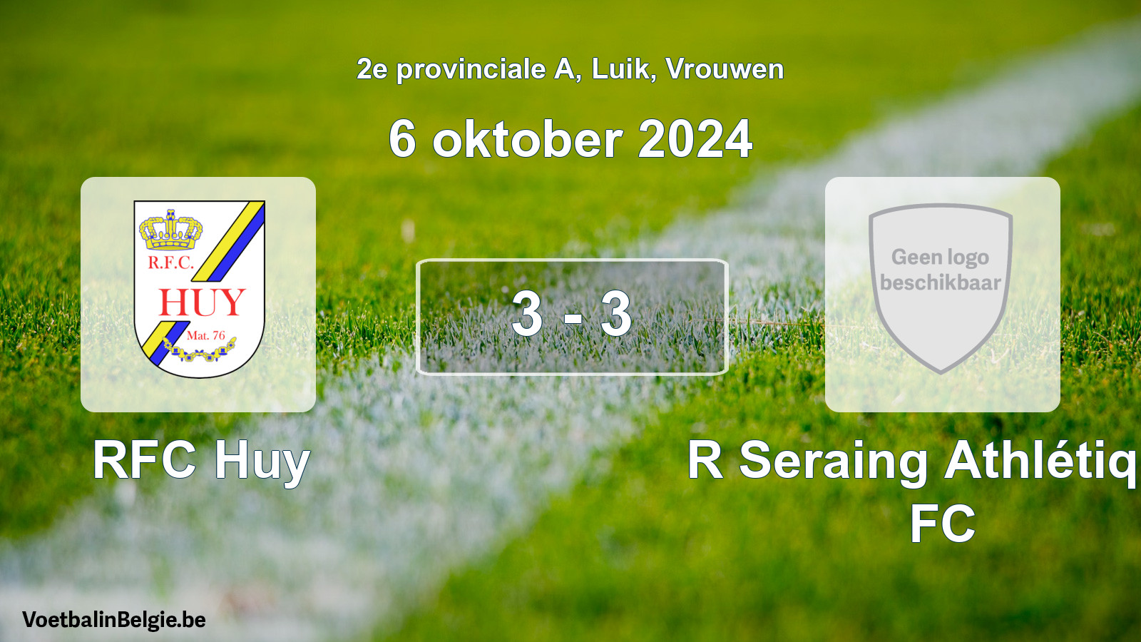 Gespeelde wedstrijd vrouwenvoetbal: RFC Huy - R Seraing Athlétique FC 3 - 3 (6 oktober 2024)