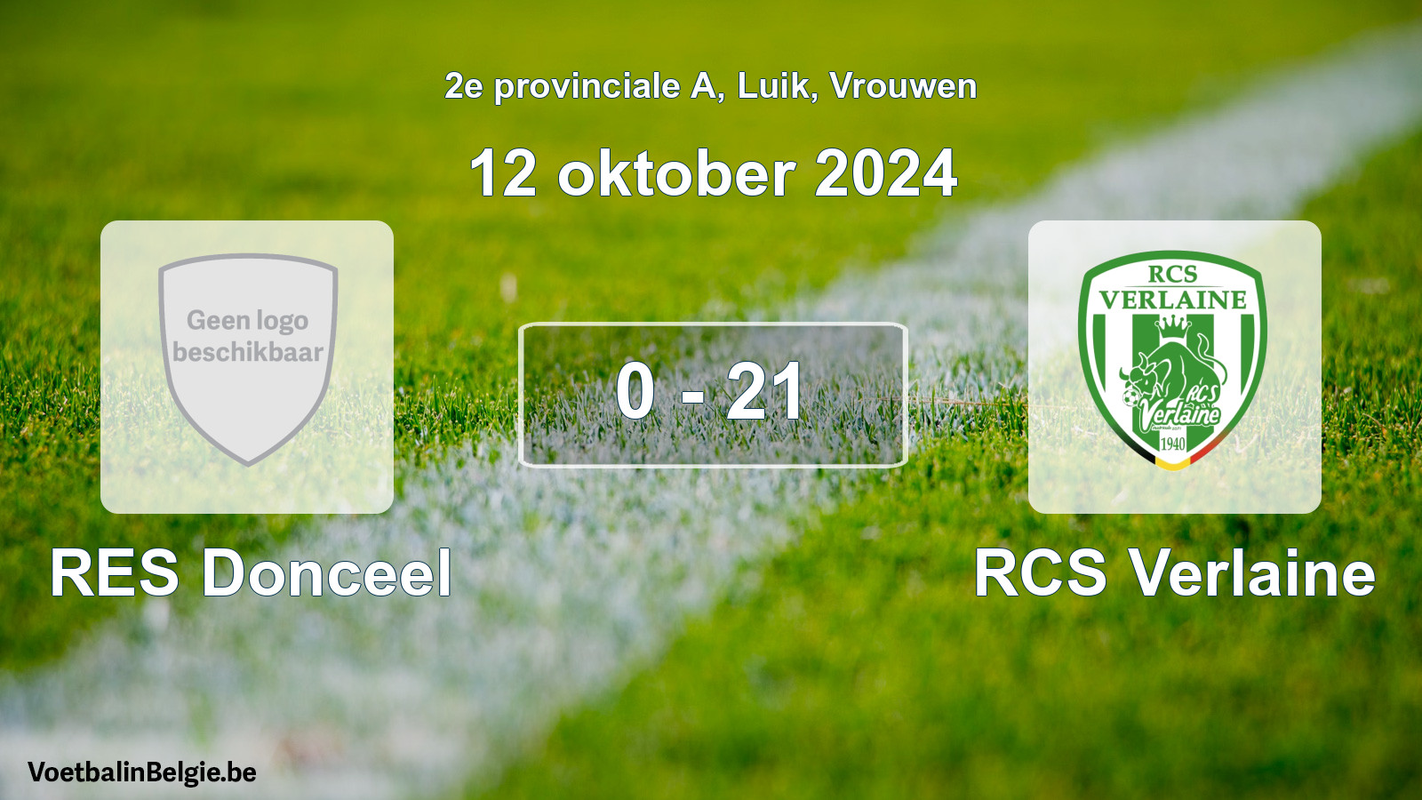 Gespeelde wedstrijd vrouwenvoetbal: RES Donceel - RCS Verlaine 0 - 21 (12 oktober 2024)