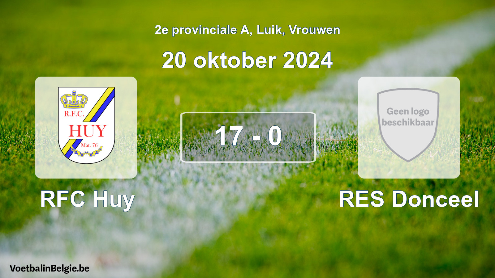 Gespeelde wedstrijd vrouwenvoetbal: RFC Huy - RES Donceel 17 - 0 (20 oktober 2024)