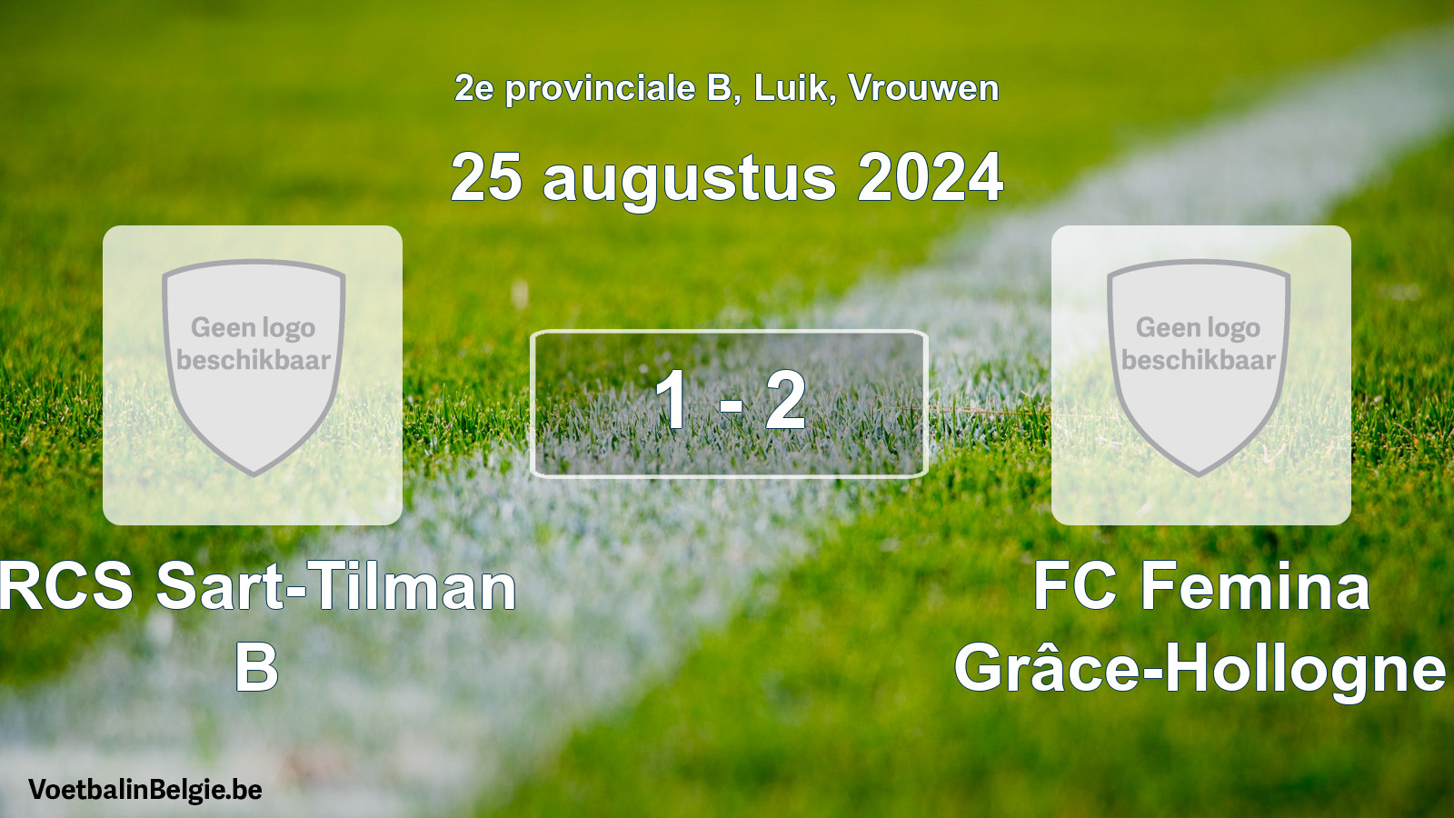 Gespeelde wedstrijd vrouwenvoetbal: RCS Sart-Tilman B - FC Femina Grâce-Hollogne 1 - 2 (25 augustus 2024)