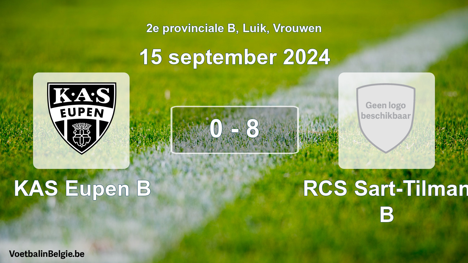 Gespeelde wedstrijd vrouwenvoetbal: KAS Eupen B - RCS Sart-Tilman B 0 - 8 (15 september 2024)