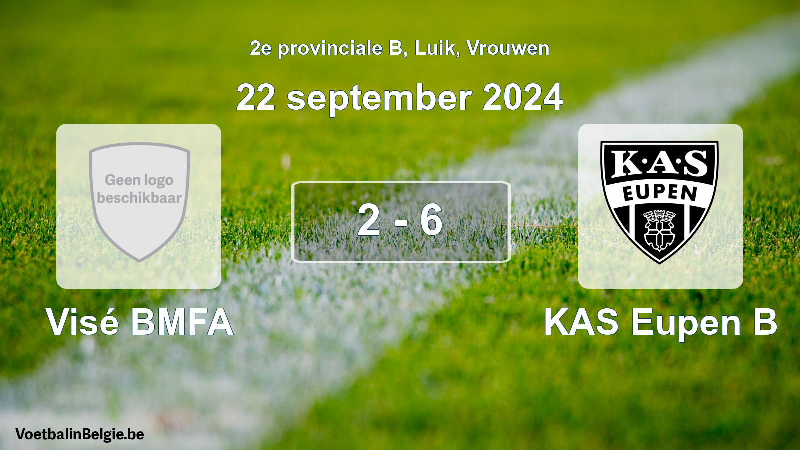Gespeelde wedstrijd vrouwenvoetbal: Visé BMFA - KAS Eupen B 2 - 6 (22 september 2024)