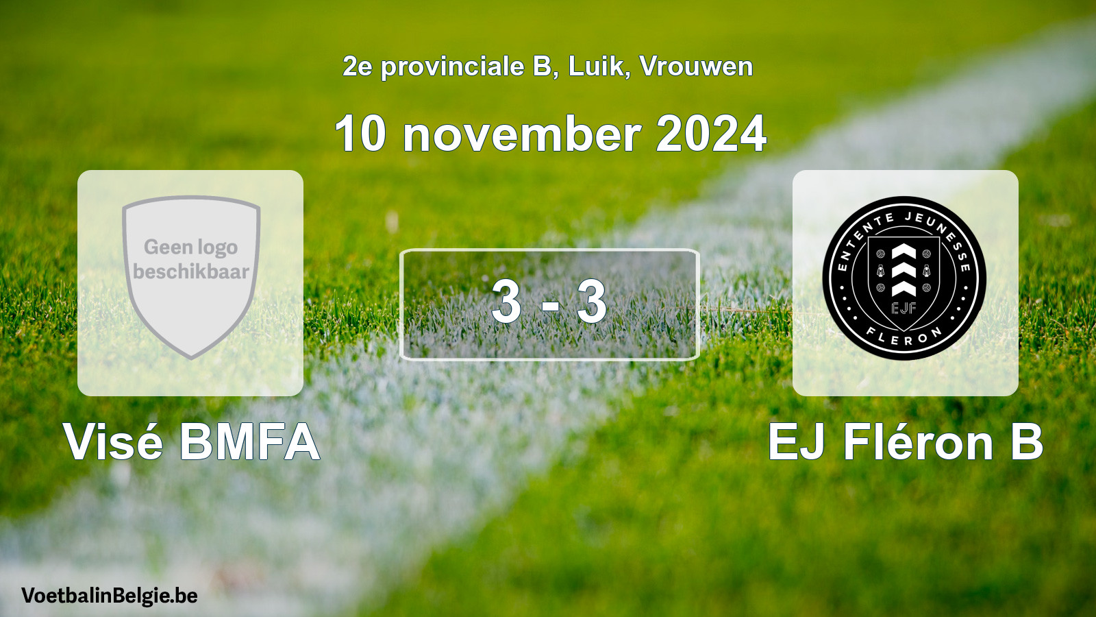 Gespeelde wedstrijd vrouwenvoetbal: Visé BMFA - EJ Fléron B 3 - 3 (10 november 2024)