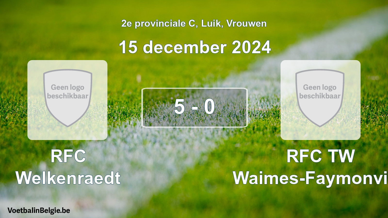 Gespeelde wedstrijd vrouwenvoetbal: RFC Welkenraedt - RFC TW Waimes-Faymonville 5 - 0 (15 december 2024)