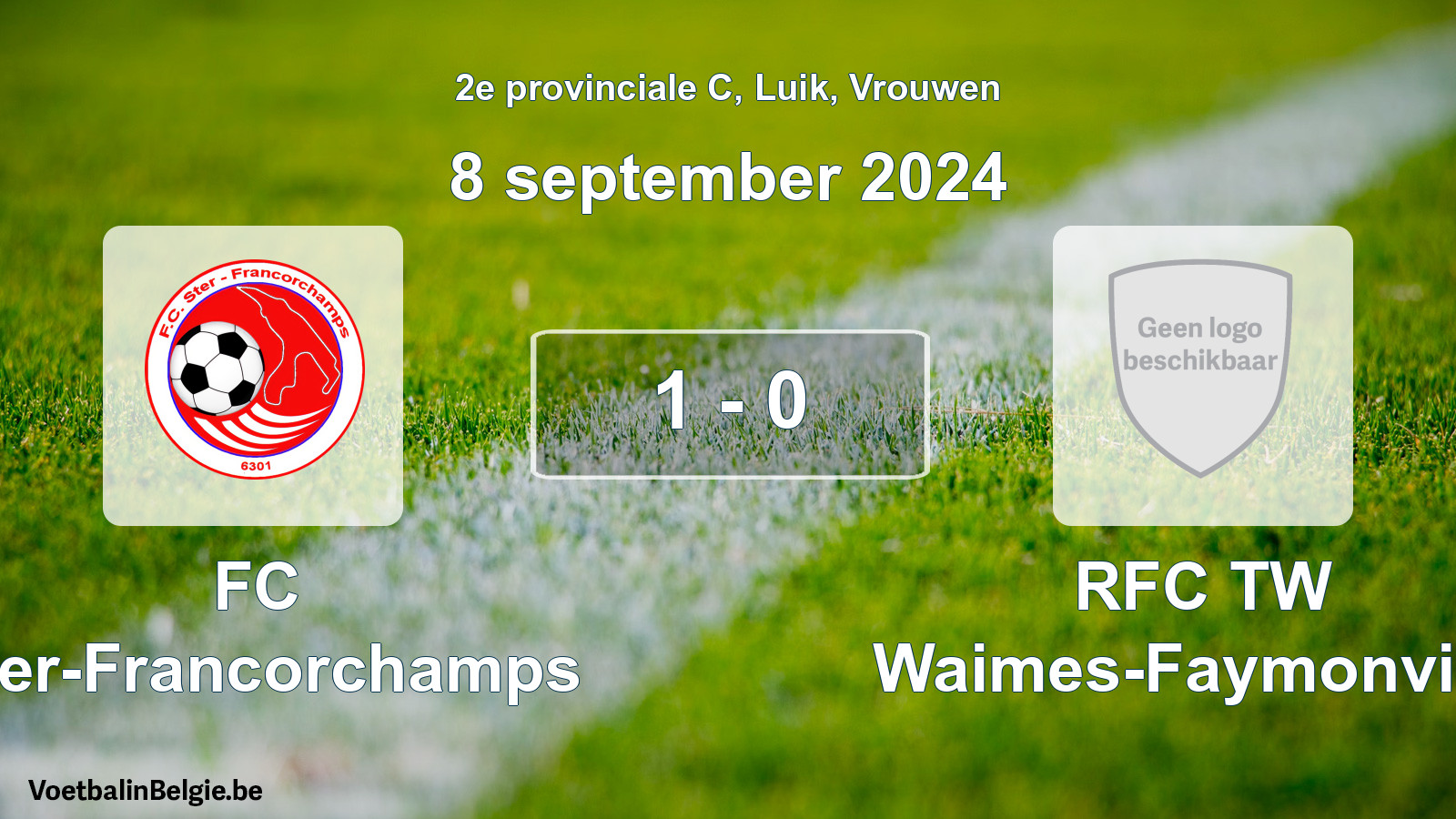 Gespeelde wedstrijd vrouwenvoetbal: FC Ster-Francorchamps - RFC TW Waimes-Faymonville 1 - 0 (8 september 2024)