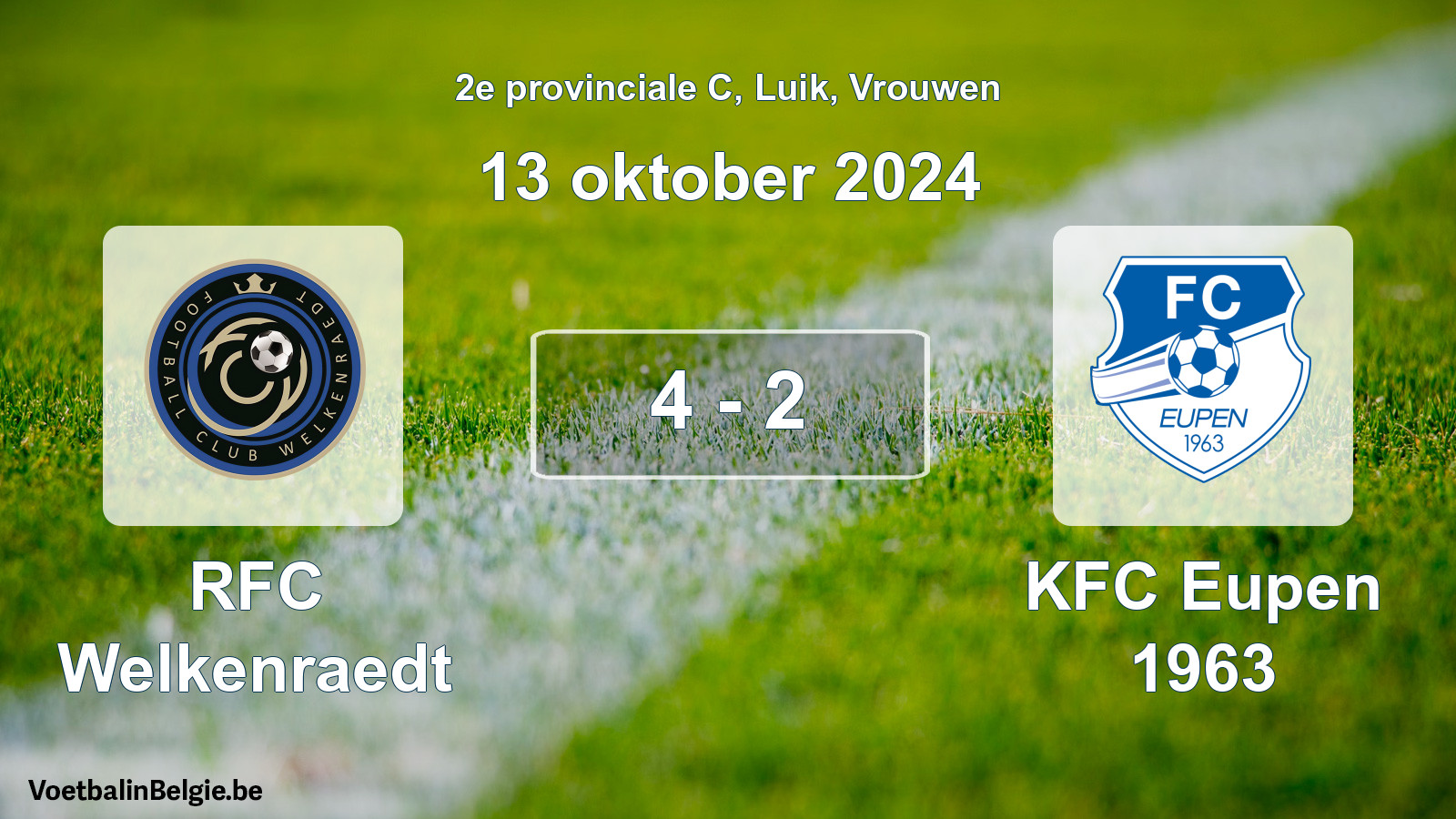 Gespeelde wedstrijd vrouwenvoetbal: RFC Welkenraedt - KFC Eupen 1963 4 - 2 (13 oktober 2024)