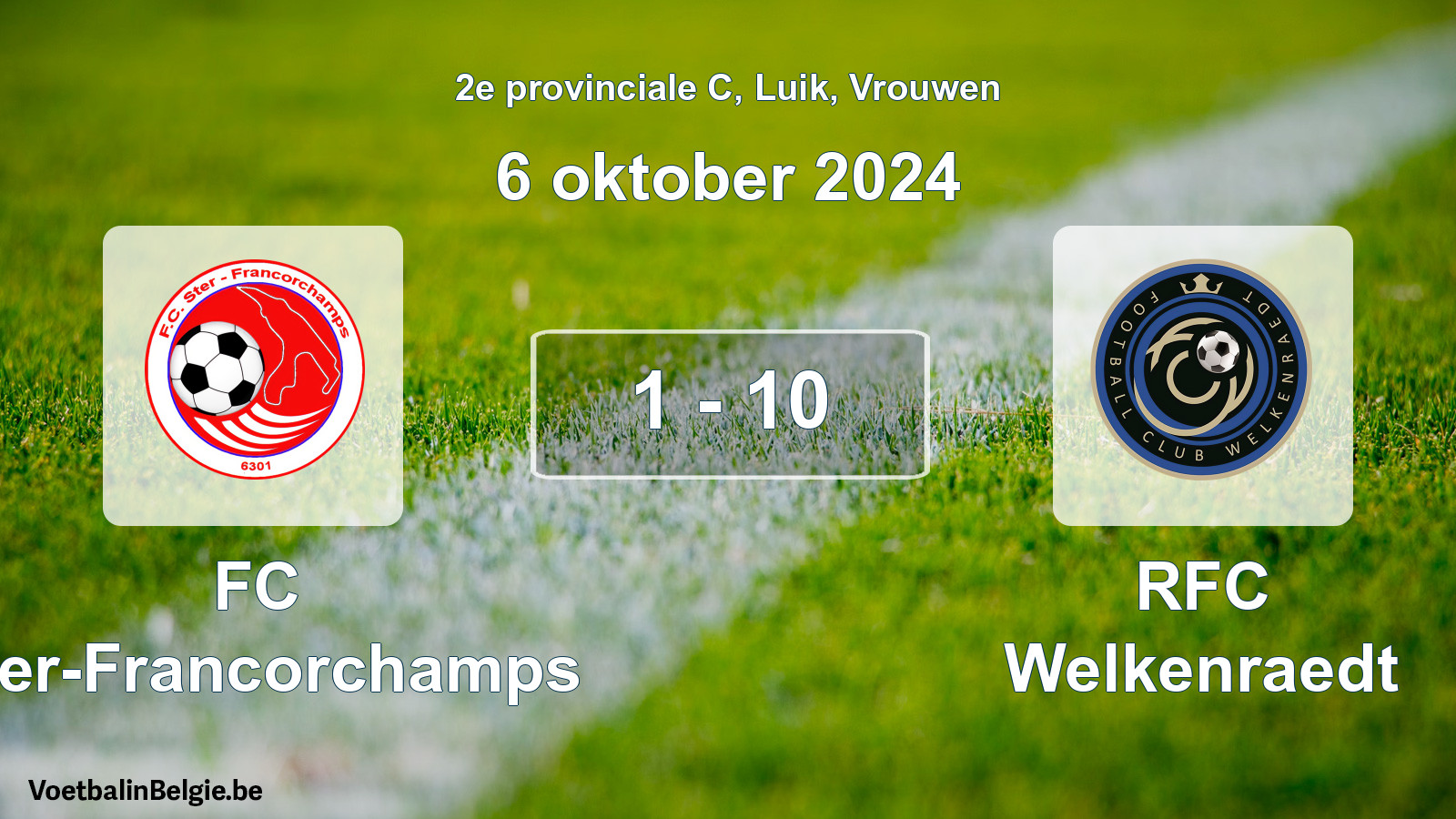Gespeelde wedstrijd vrouwenvoetbal: FC Ster-Francorchamps - RFC Welkenraedt 1 - 10 (6 oktober 2024)