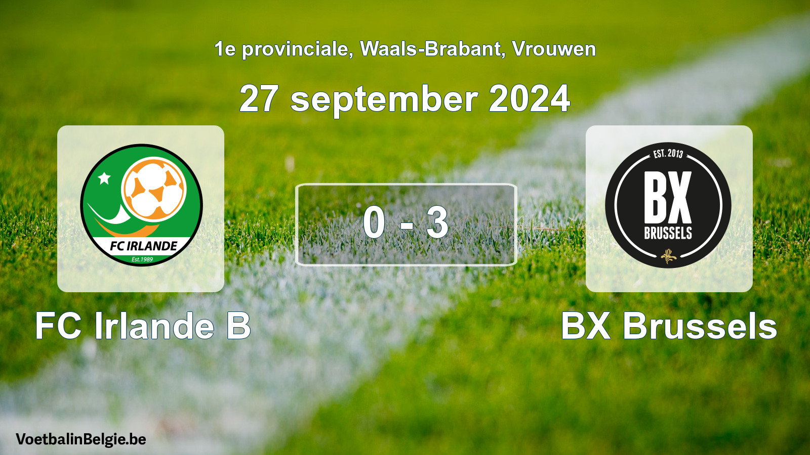 Gespeelde wedstrijd vrouwenvoetbal: FC Irlande B - BX Brussels 0 - 3 (27 september 2024)