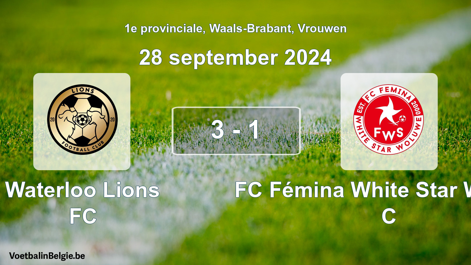 Gespieltes Spiel frauen-Fußball: Waterloo Lions FC - FC Fémina White Star Woluwe C 3 - 1 (28 September 2024)