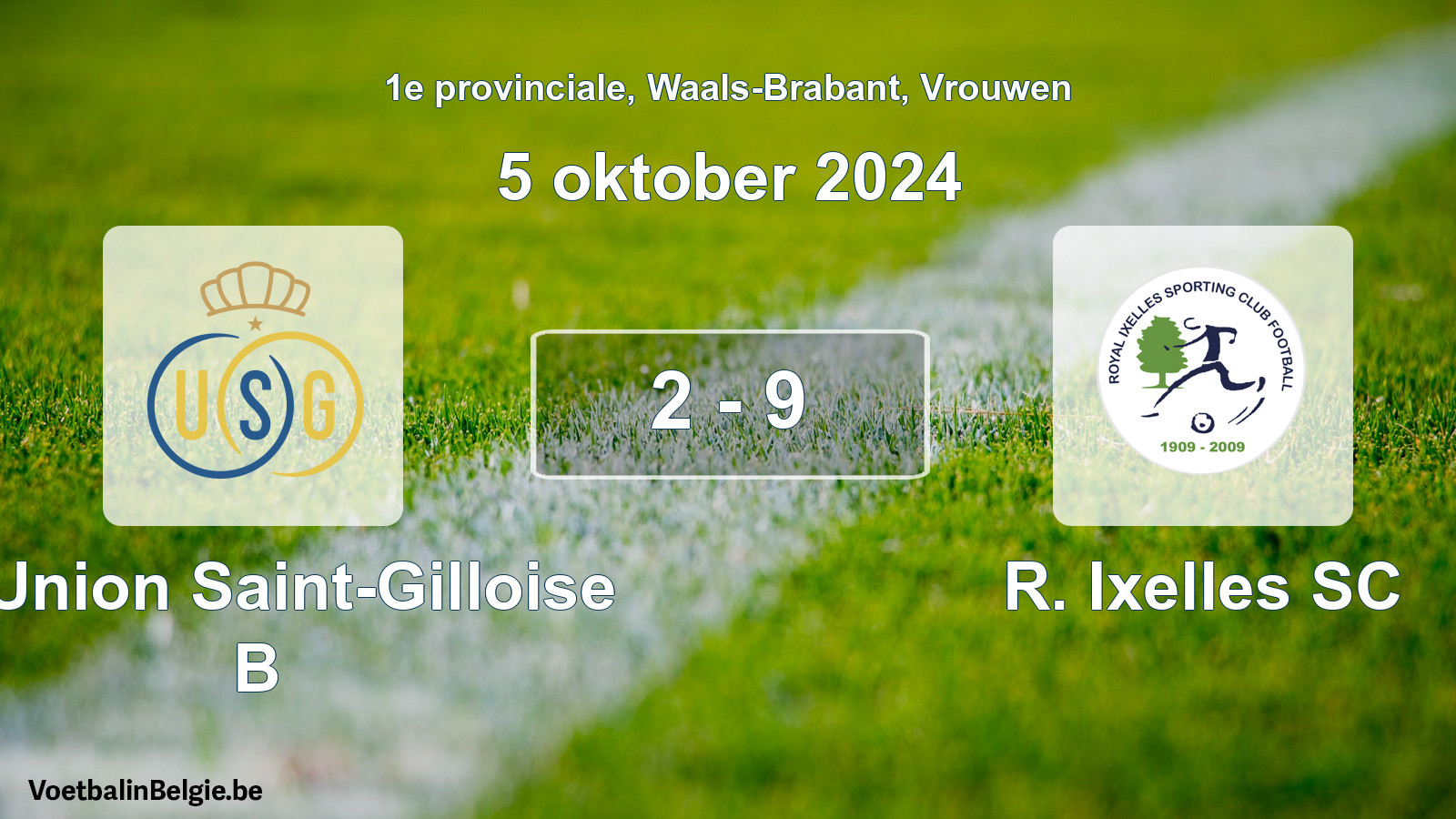Gespeelde wedstrijd vrouwenvoetbal: R. Union Saint-Gilloise B - R. Ixelles SC 2 - 9 (5 oktober 2024)