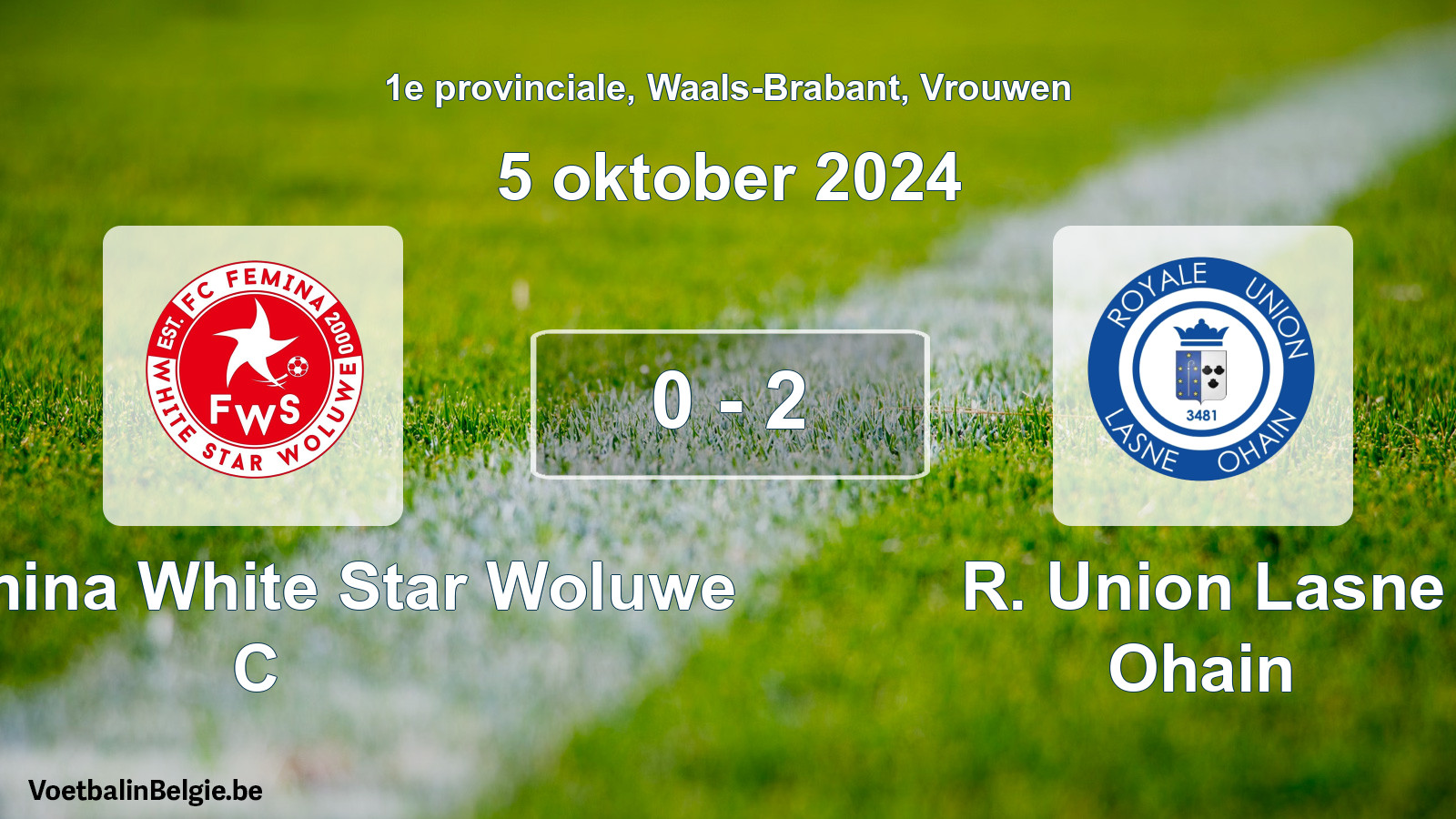Gespeelde wedstrijd vrouwenvoetbal: FC Fémina White Star Woluwe C - R. Union Lasne Ohain 0 - 2 (5 oktober 2024)