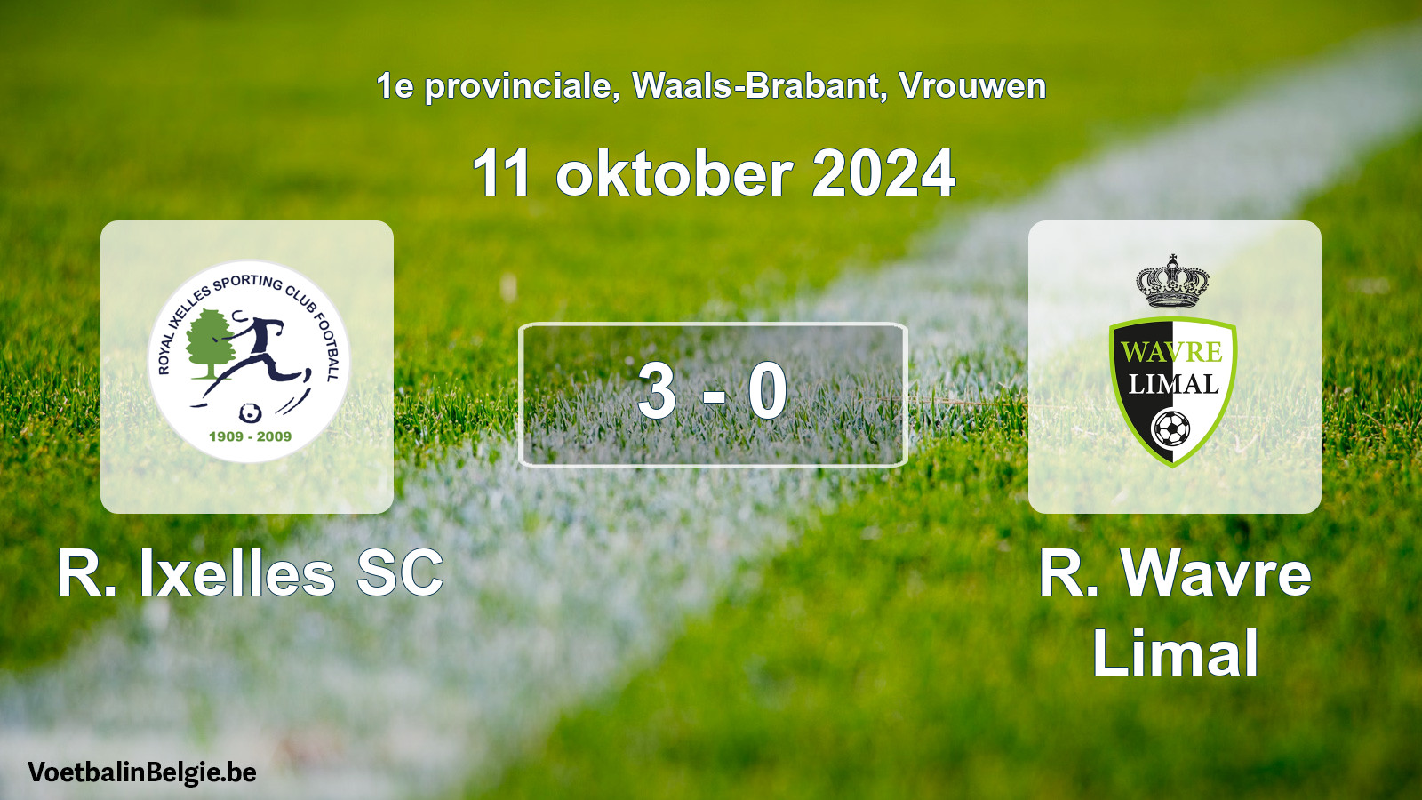 Gespeelde wedstrijd vrouwenvoetbal: R. Ixelles SC - R. Wavre Limal 3 - 0 (11 oktober 2024)