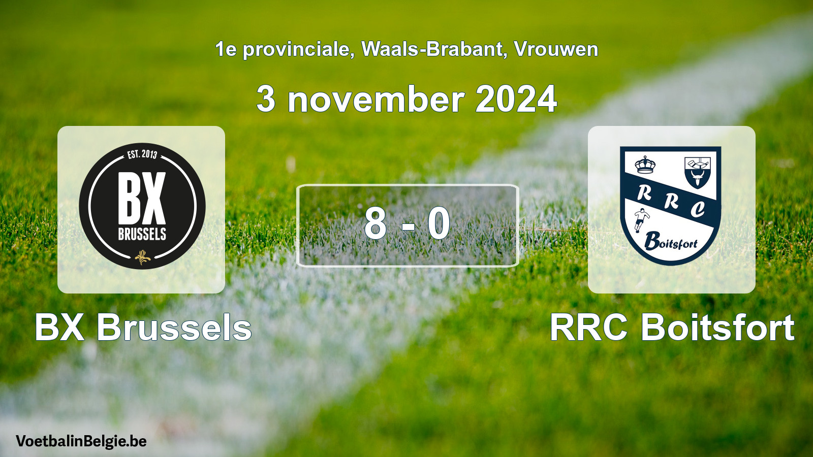 Gespeelde wedstrijd vrouwenvoetbal: BX Brussels - RRC Boitsfort 8 - 0 (3 november 2024)