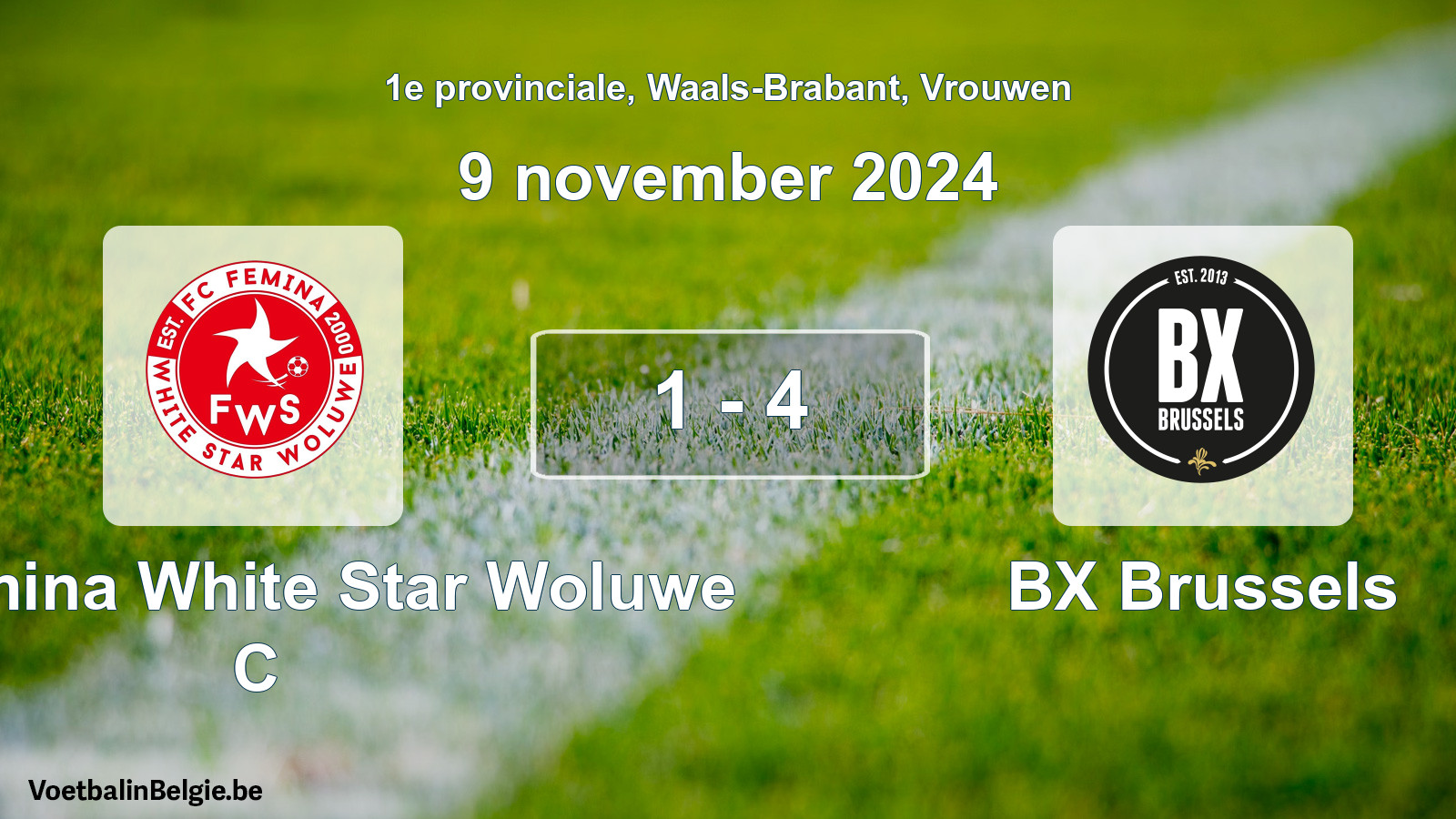 Gespeelde wedstrijd vrouwenvoetbal: FC Fémina White Star Woluwe C - BX Brussels 1 - 4 (9 november 2024)