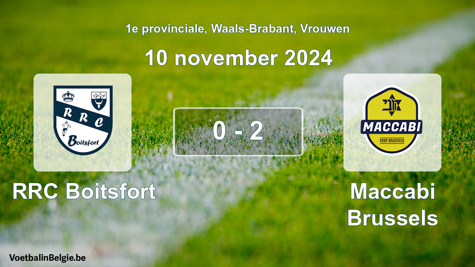 Gespeelde wedstrijd vrouwenvoetbal: RRC Boitsfort - Maccabi Brussels 0 - 2 (10 november 2024)